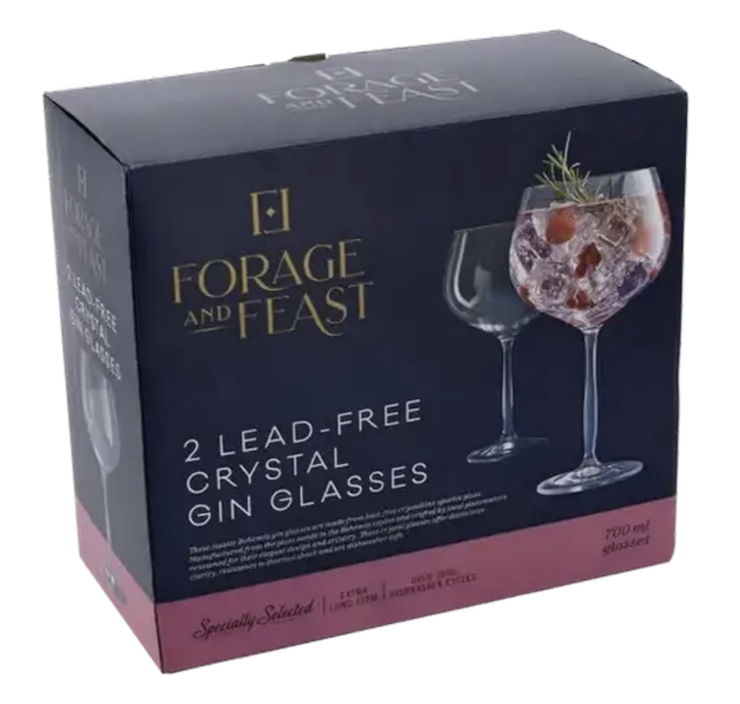 Forage And Feast Lead-Free Crystal Gin Glasses 2-Pack